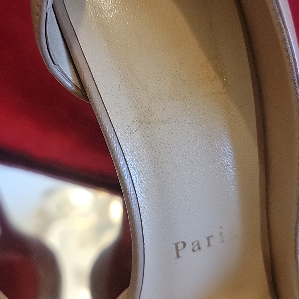 Christian Louboutins Iriza 100 Heel Nude Sz 35.5 - Picture 10 of 15